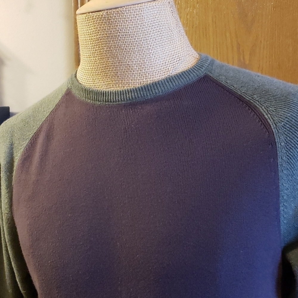 Lucky brand green brown ribbed sweater long sleeve